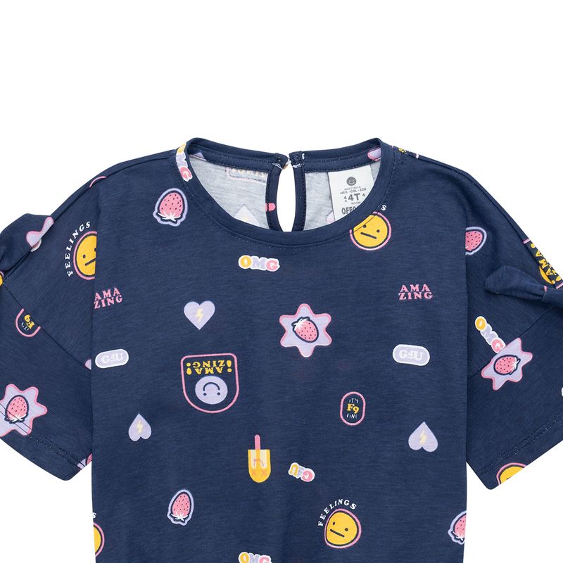 Camiseta-manga-corta-con-moños-en-mangas-para-bebe-niña.-Ropa-bebe-nina-Azul
