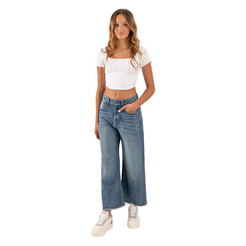 Camiseta-manga-corta-tipo-corset-para-niña-Ropa-nina-Blanco