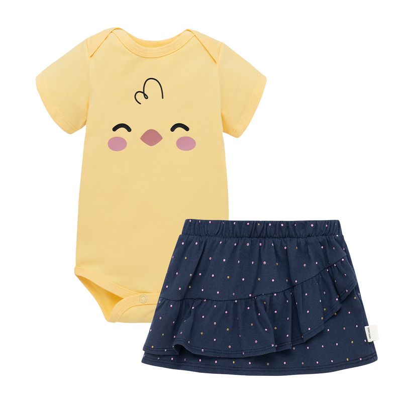 Conjunto-body-manga-corta---falda-para-recien-nacida-niña-Ropa-recien-nacido-nina-Amarillo
