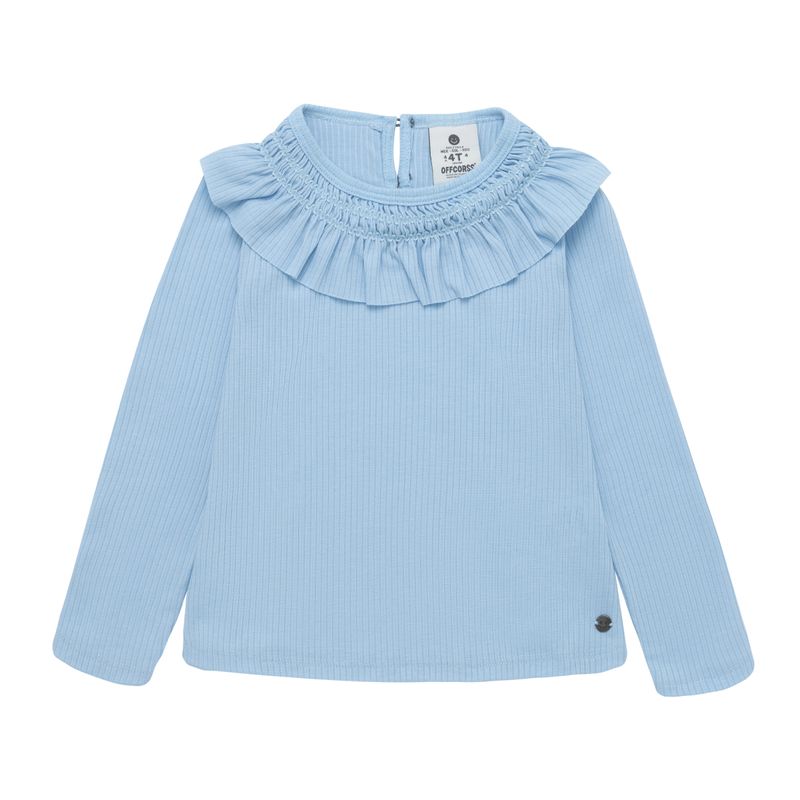 Camiseta-manga-larga-con-detalle-en-cuello-para-bebe-niña-Ropa-bebe-nina-Azul