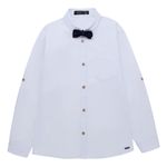 Camisa-manga-larga-con-corbatin-para-niño-Ropa-nino-Blanco