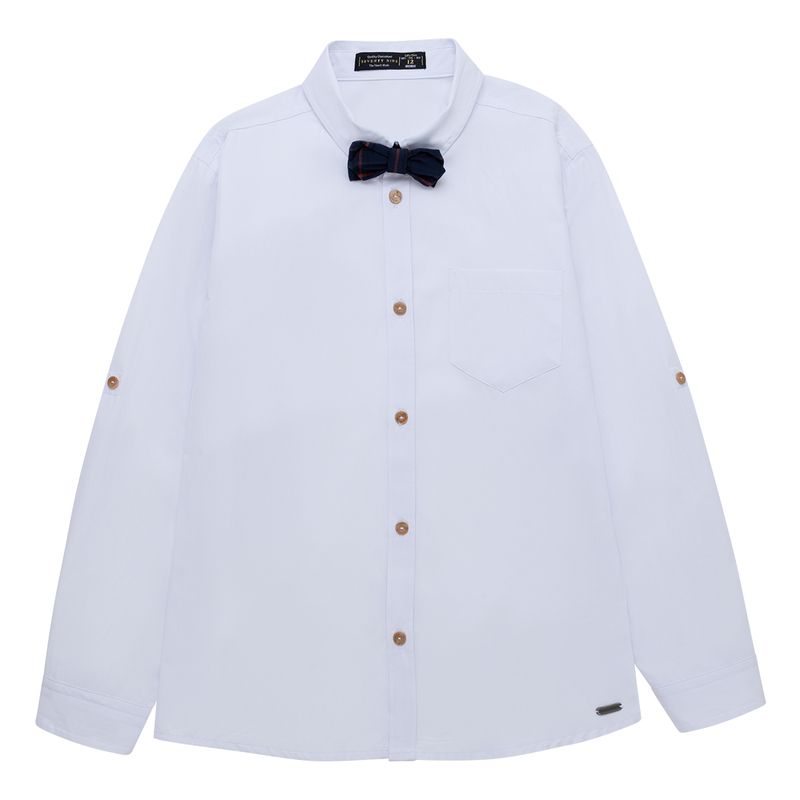 Camisa-manga-larga-con-corbatin-para-niño-Ropa-nino-Blanco