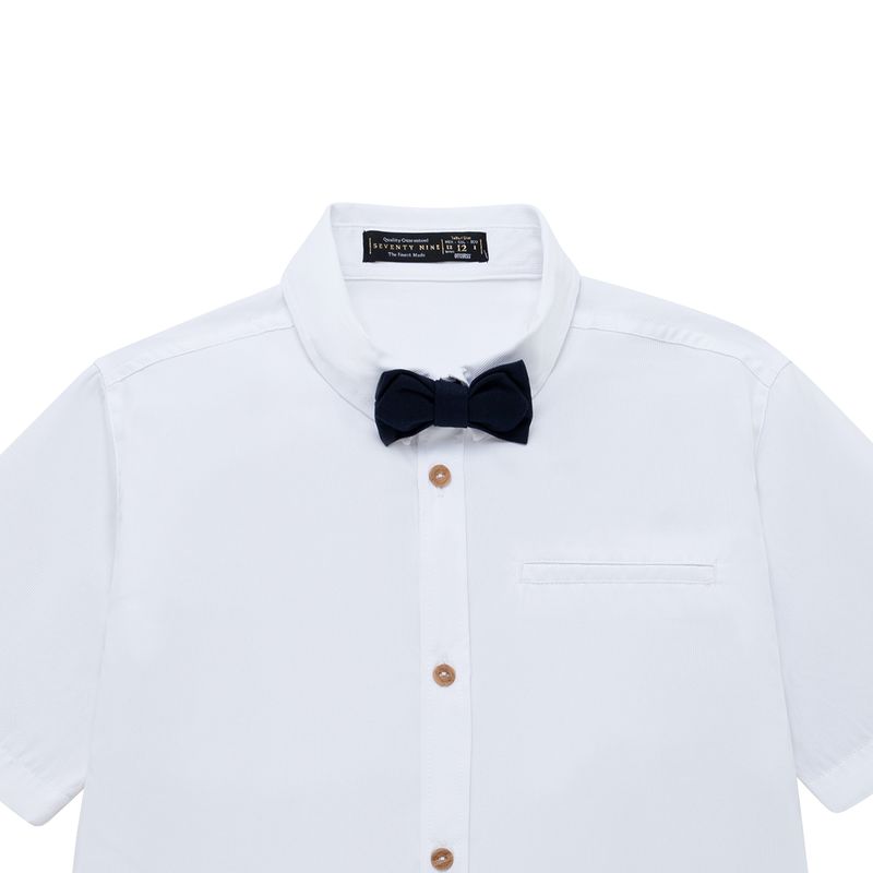 Camisa-manga-corta-con-corbatin-para-niño-Ropa-nino-Blanco