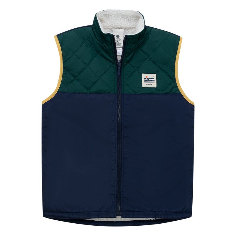 Chaleco-doble-faz-acolchado-para-niño-Ropa-nino-Verde