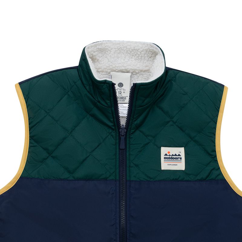 Chaleco-doble-faz-acolchado-para-niño-Ropa-nino-Verde