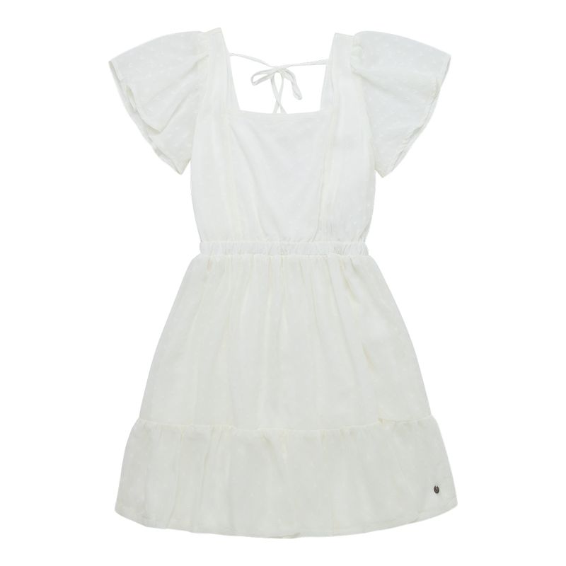Vestido-corto-manga-corta-con-abertura-en-el-posterior-para-niña-Ropa-nina-Amarillo