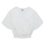 Camisa-manga-corta-tipo-crop-con-frente-cruzado-para-niña-Ropa-nina-Blanco