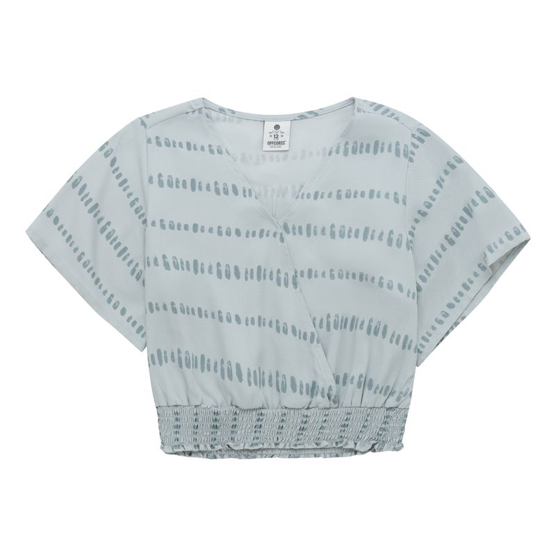 Camisa-manga-corta-tipo-crop-con-frente-cruzado-para-niña-Ropa-nina-Azul