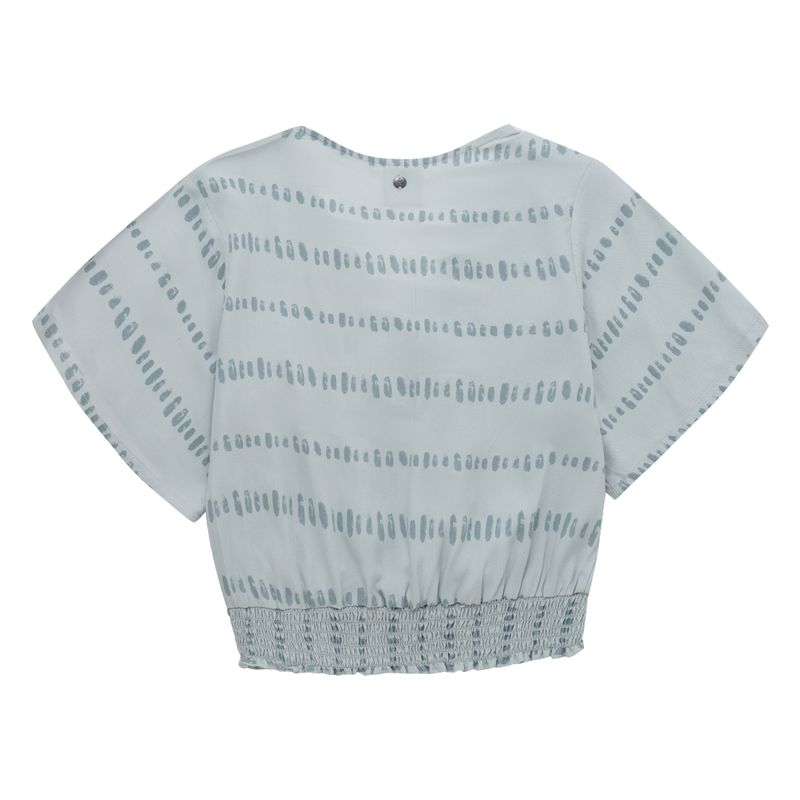 Camisa-manga-corta-tipo-crop-con-frente-cruzado-para-niña-Ropa-nina-Azul