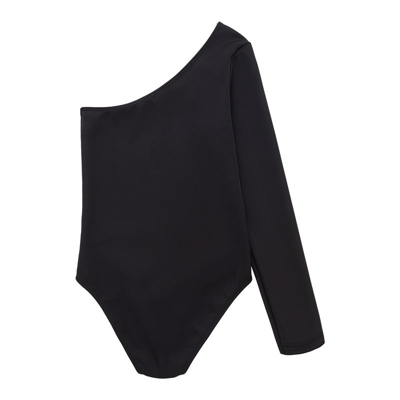 Body-de-un-solo-hombro-para-niña-Ropa-nina-Gris