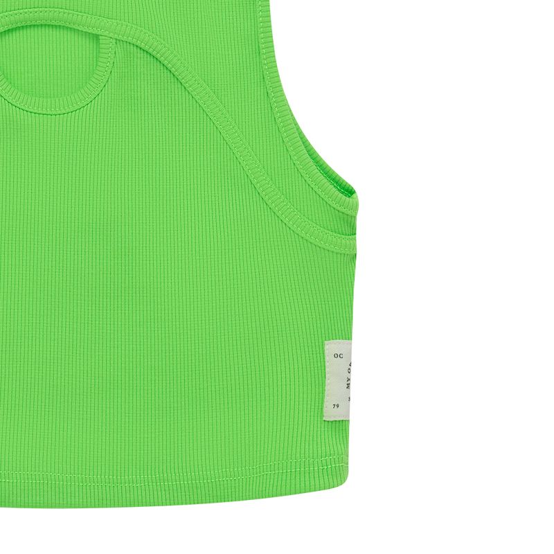 Camiseta-manga-sisa-tipo-crop-con-abertura-para-niña-Ropa-nina-Verde