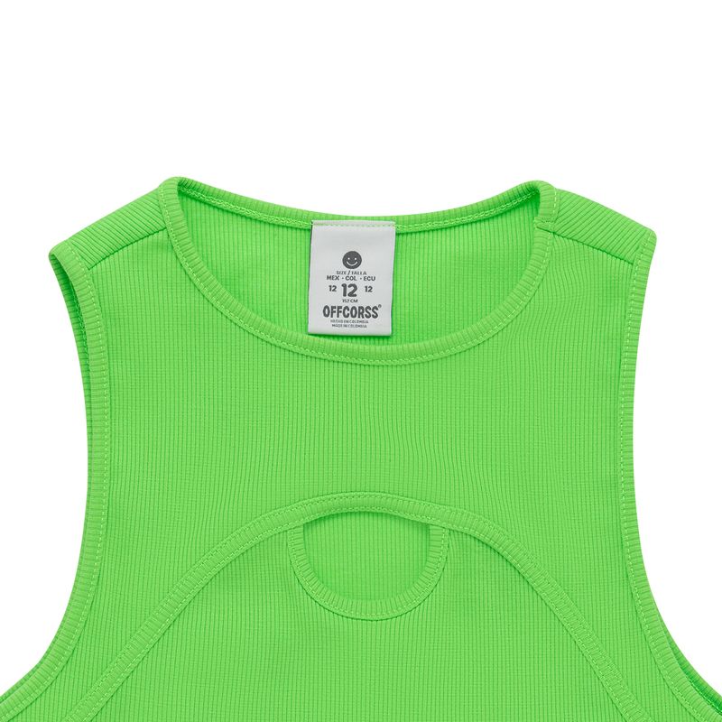Camiseta-manga-sisa-tipo-crop-con-abertura-para-niña-Ropa-nina-Verde