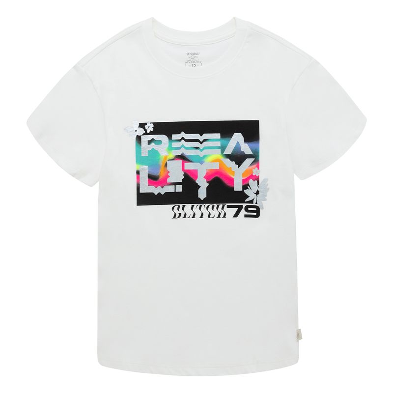 Camiseta-manga-corta-con-estampado-metalizado-para-niña-Ropa-nina-Gris