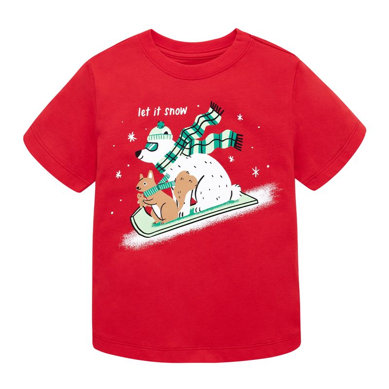 Camiseta-manga-corta-navideña-para-bebe-niño-Ropa-bebe-nino-Rojo