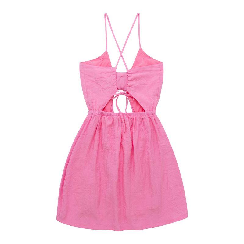 Vestido-corto-manga-sisa-con-nudo-en-el-frente-y-espalda-escotada-para-niña-Ropa-nina-Rosado