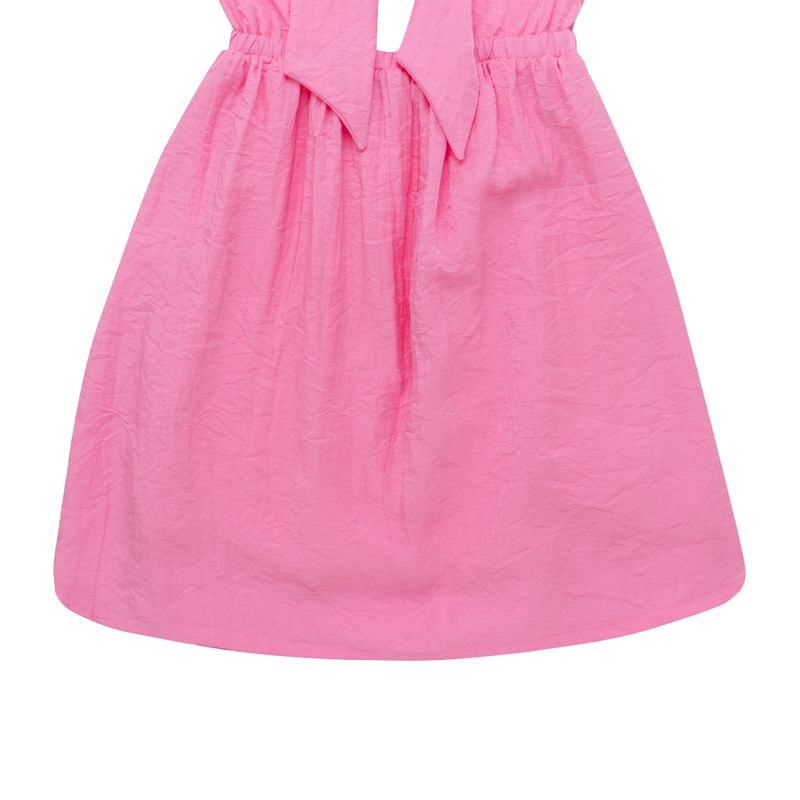 Vestido-corto-manga-sisa-con-nudo-en-el-frente-y-espalda-escotada-para-niña-Ropa-nina-Rosado