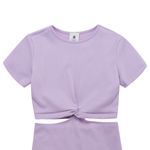 Vestido-manga-corta-con-aberturas-y-nudo-para-niña-Ropa-nina-Morado