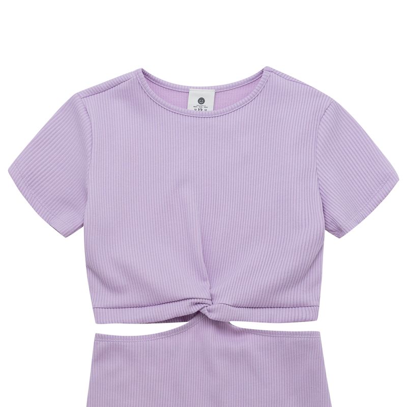 Vestido-manga-corta-con-aberturas-y-nudo-para-niña-Ropa-nina-Morado