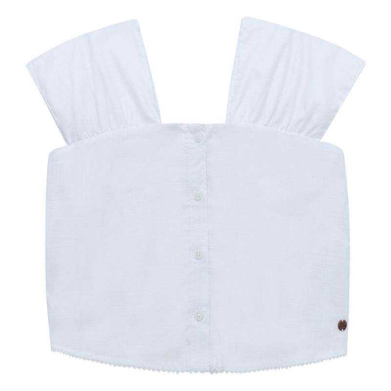Camisa-manga-corta-tipo-crop-para-niña-Ropa-nina-Blanco
