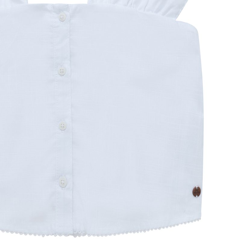 Camisa-manga-corta-tipo-crop-para-niña-Ropa-nina-Blanco