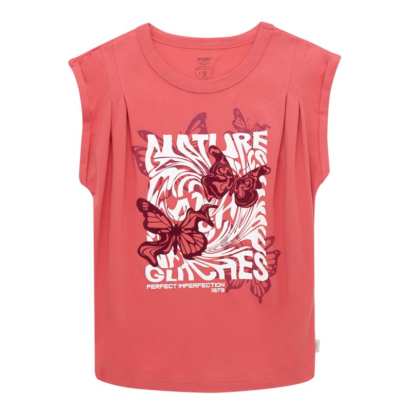 Camiseta-manga-corta-con-grafico-en-el-frente-para-niña-Ropa-nina-Rosado