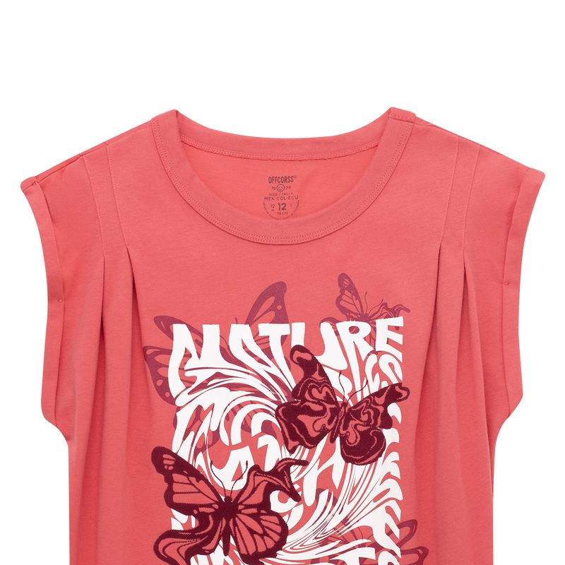 Camiseta-manga-corta-con-grafico-en-el-frente-para-niña-Ropa-nina-Rosado