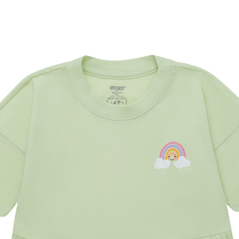 Camiseta-manga-corta-con-boleros-inferior-para-bebe-niña-Ropa-bebe-nina-Verde