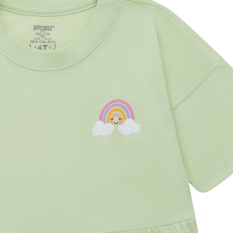 Camiseta-manga-corta-con-boleros-inferior-para-bebe-niña-Ropa-bebe-nina-Verde
