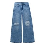 Denim-silueta-wide-leg-con-rotos-para-niña-Ropa-nina-Indigo-claro