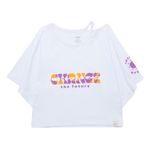 Crop-top-manga-corta-con-abertura-en-el-cuello-para-niña-Ropa-nina-Blanco