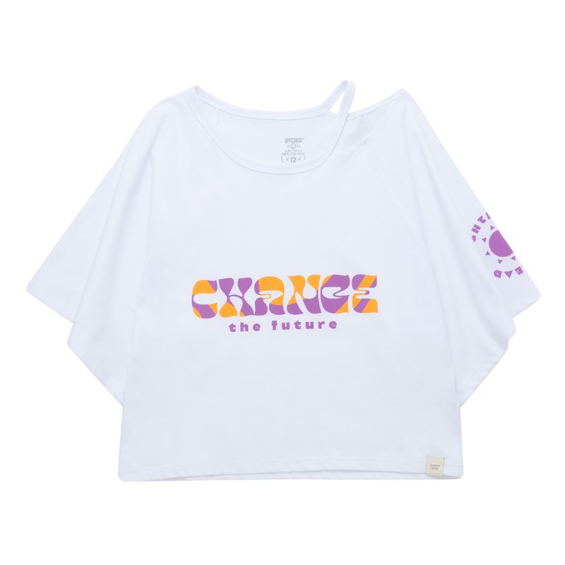 Crop-top-manga-corta-con-abertura-en-el-cuello-para-niña-Ropa-nina-Blanco