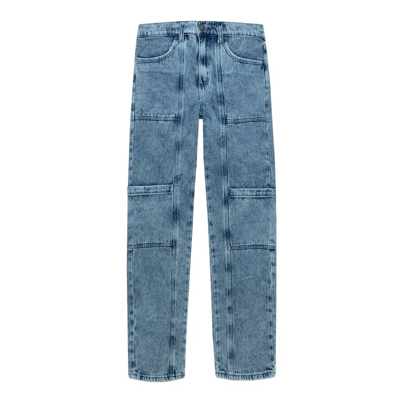 Denim-silueta-recta-con-bolsillos-de-parche-para-niña-Ropa-nina-Indigo-Claro
