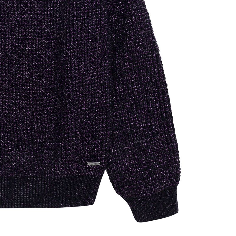 Buzo-tejido-con-hilos-brillantes-para-niña-Ropa-nina-Violeta