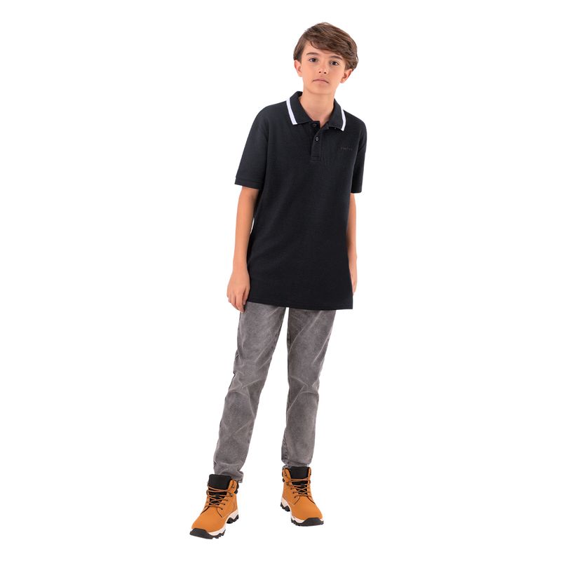 Camiseta-tipo-polo-oversize-para-niño-Ropa-nino-Negro