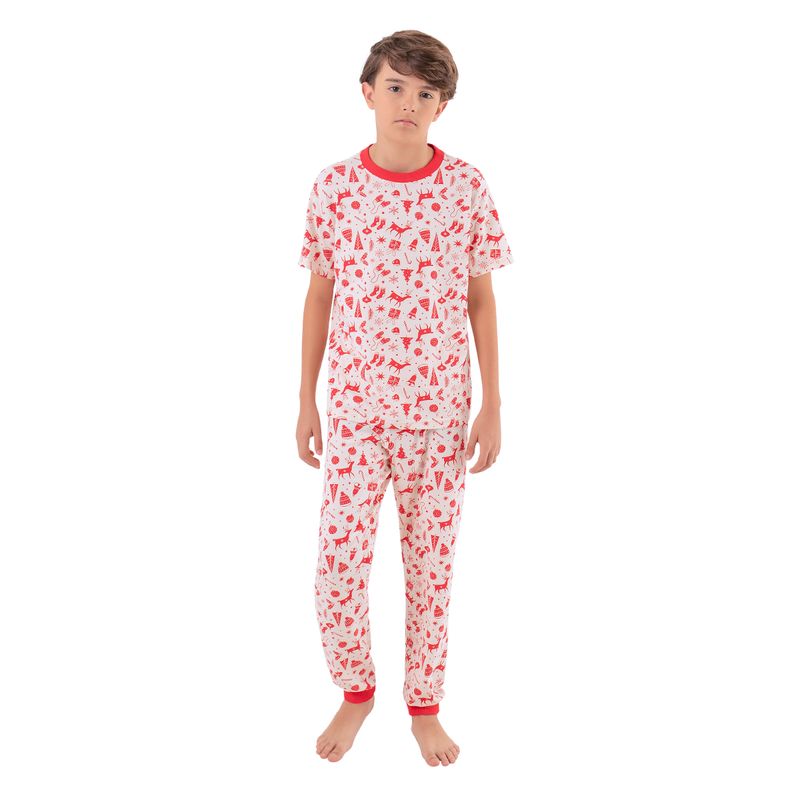 Pijama-camiseta-manga-corta---pantalon-tipo-jogger-para-niño-unisex-Ropa-nino-Cafe