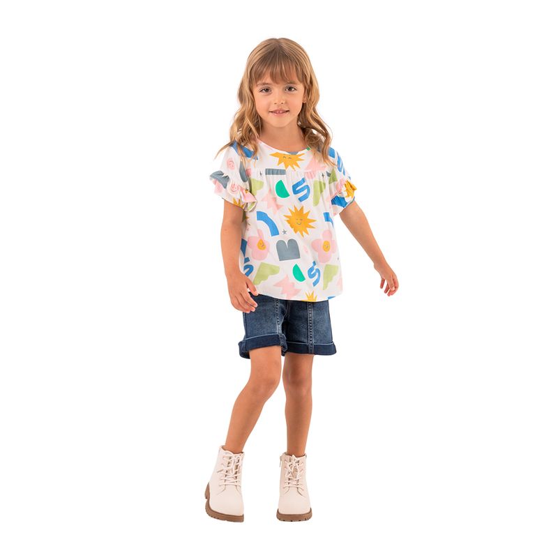 Camisa-manga-corta-con-boleros-para-bebe-niña-Ropa-bebe-nina-Blanco