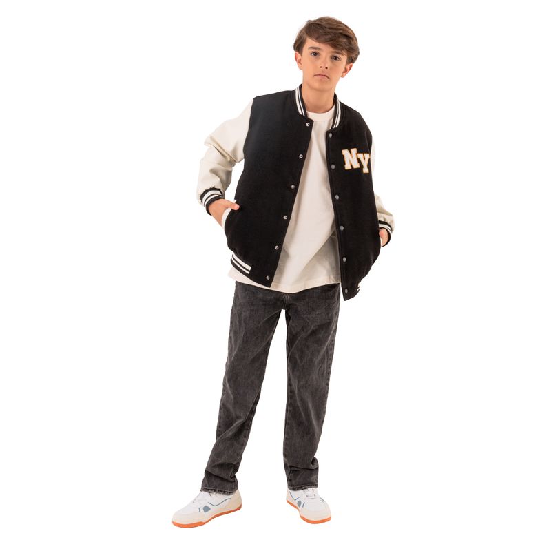 Chaqueta-tipo-beisbolera-para-niño-Ropa-nino-Negro