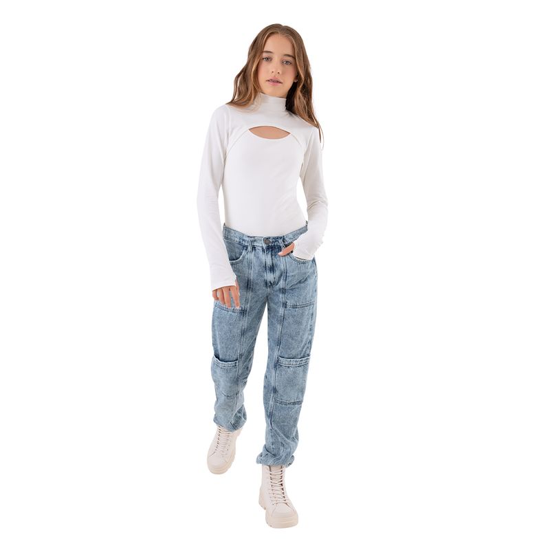 Denim-silueta-recta-con-bolsillos-de-parche-para-niña-Ropa-nina-Indigo-Claro