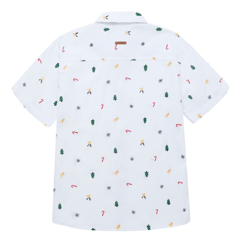 Camisa-manga-corta-navideña-para-niño-Ropa-nino-Blanco
