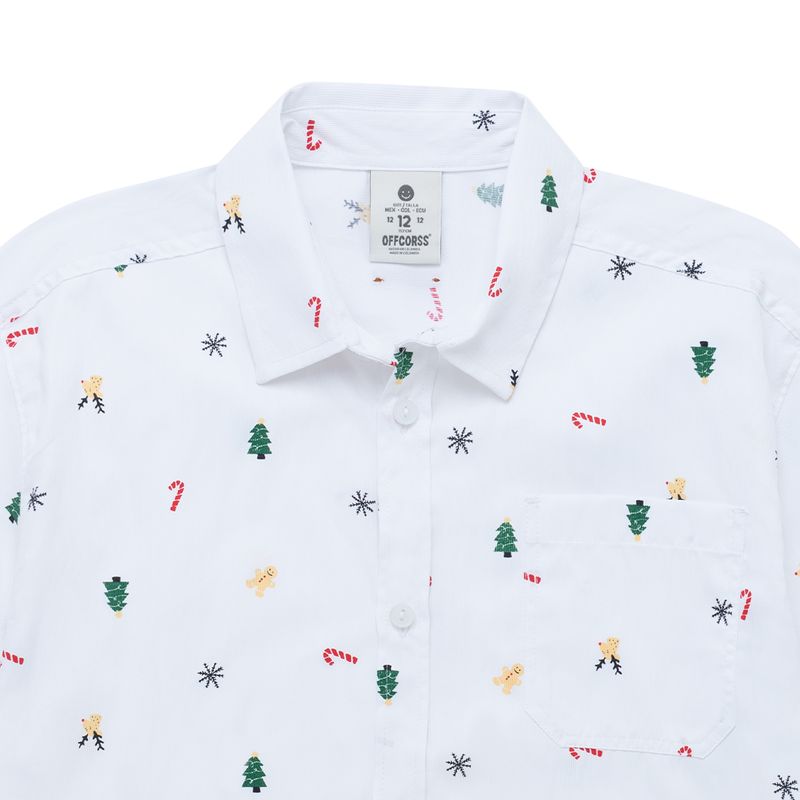 Camisa-manga-corta-navideña-para-niño-Ropa-nino-Blanco