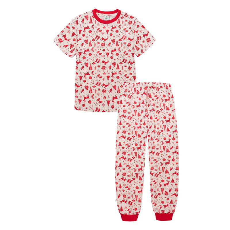 Pijama-camiseta-manga-corta---pantalon-tipo-jogger-para-niño-unisex-Ropa-nino-Cafe