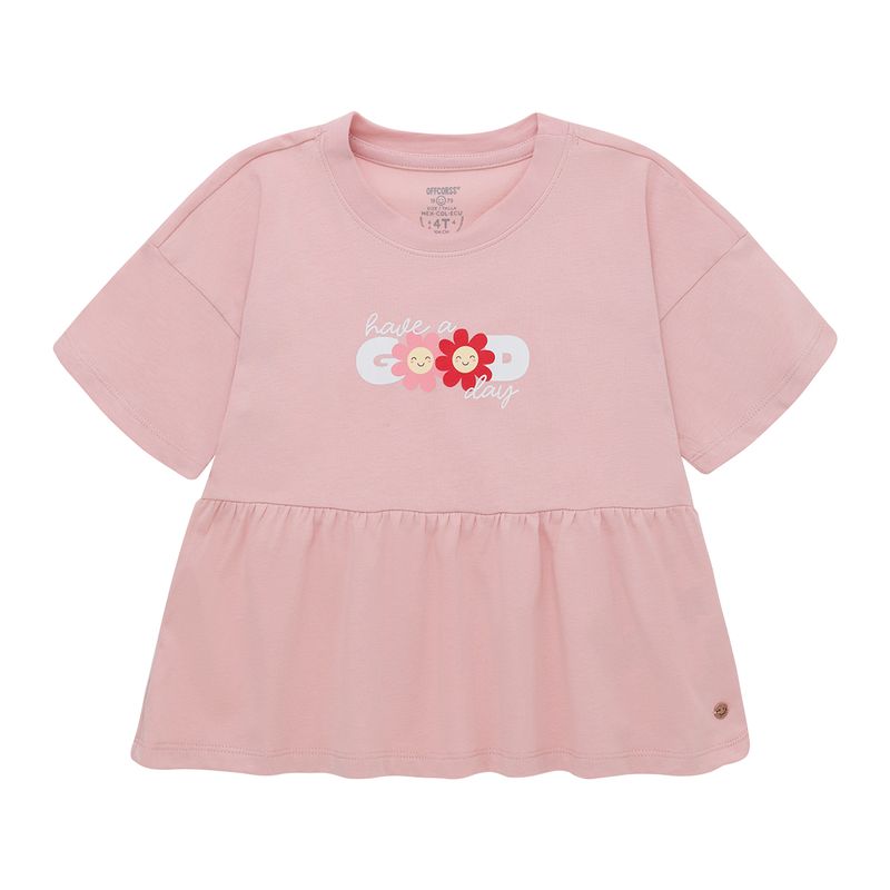 Camiseta-manga-corta-con-boleros-inferior-para-bebe-niña-Ropa-bebe-nina-Rosado