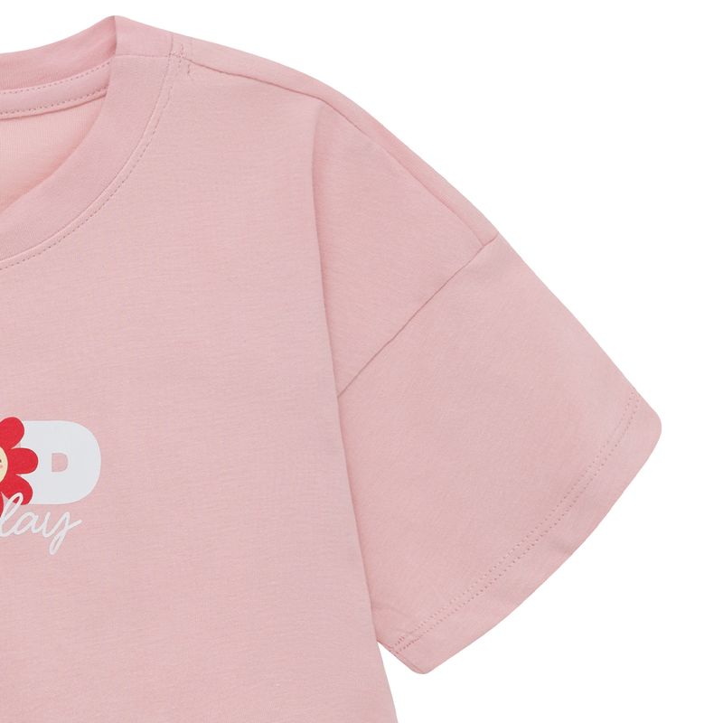 Camiseta-manga-corta-con-boleros-inferior-para-bebe-niña-Ropa-bebe-nina-Rosado