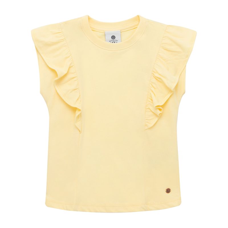 Camiseta-manga-corta-con-boleros-y-remaches-para-bebe-niña-Ropa-bebe-nina-Amarillo