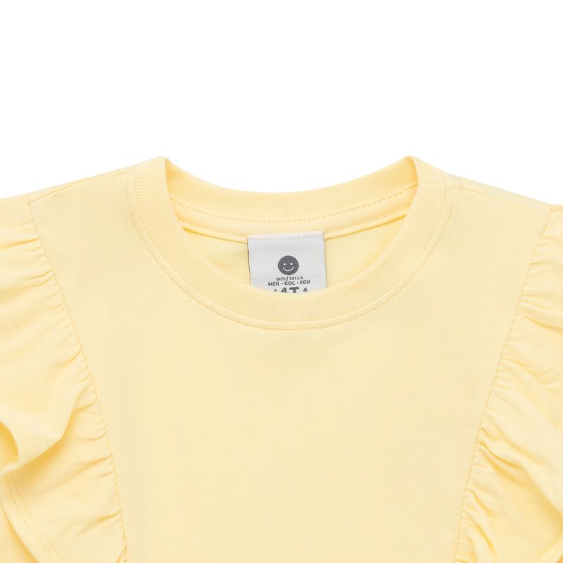 Camiseta-manga-corta-con-boleros-y-remaches-para-bebe-niña-Ropa-bebe-nina-Amarillo