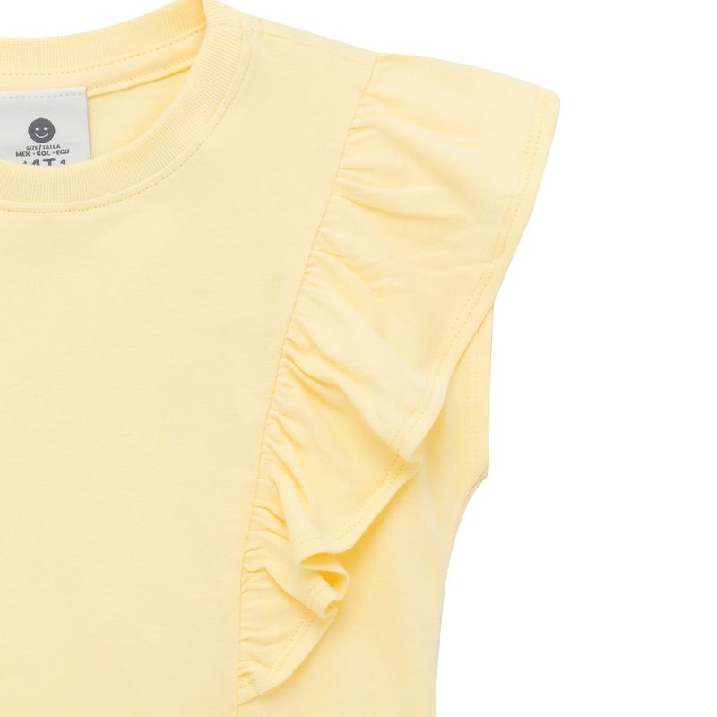 Camiseta-manga-corta-con-boleros-y-remaches-para-bebe-niña-Ropa-bebe-nina-Amarillo