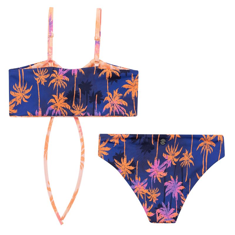 Traje-de-baño-bikini-doble-faz-para-niña-Ropa-nina-Azul