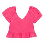 Camisa-manga-corta-para-niña-Ropa-nina-Fucsia