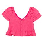 Camisa-manga-corta-para-niña-Ropa-nina-Fucsia