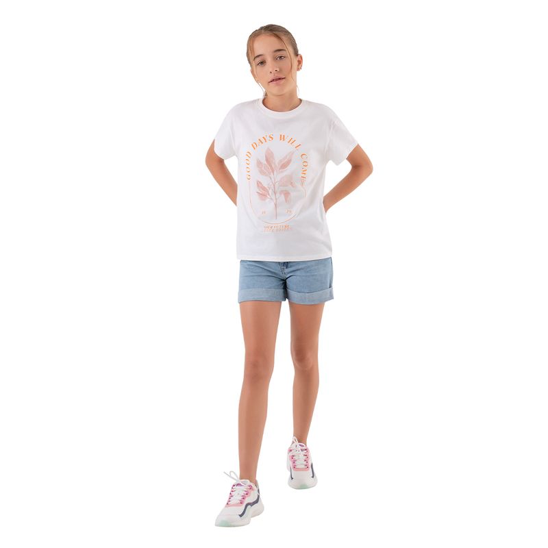 Camiseta-manga-corta-con-hombro-rodado-para-niña-Ropa-nina-Gris